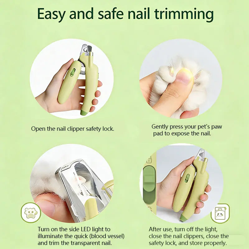 2-in-1 LED Pet Nail Trimmer & Grinder – Safe Precision Clipper for Dogs & Cats