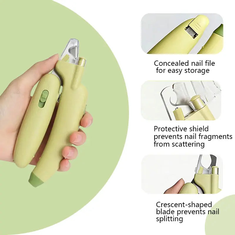 2-in-1 LED Pet Nail Trimmer & Grinder – Safe Precision Clipper for Dogs & Cats