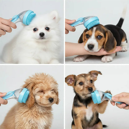 2-in-1 Pet Brush – Built-In Soap Dispenser with Soft Silicone Bristles for Dogs & Cats