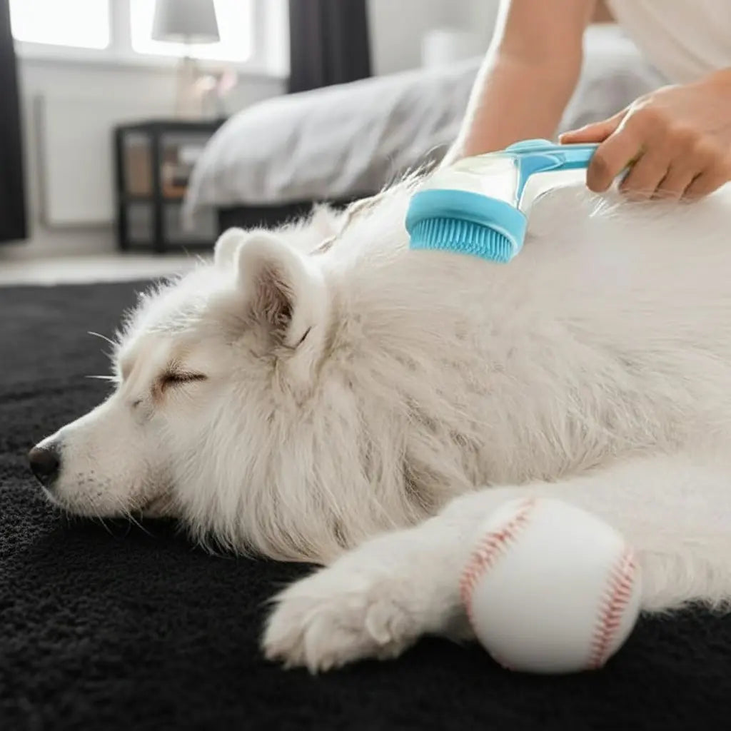 2-in-1 Pet Brush – Built-In Soap Dispenser with Soft Silicone Bristles for Dogs & Cats