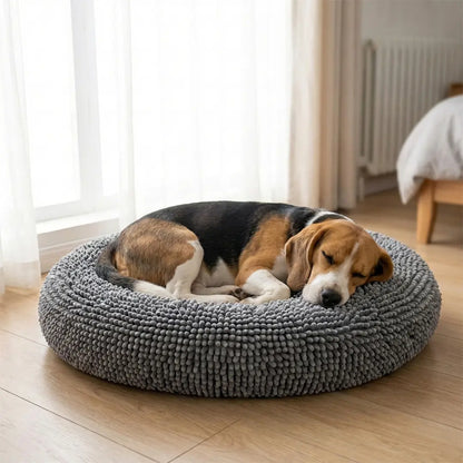 Round Chenille Pet Bed – Ultra-Soft Washable Comfort Bed for Dogs & Cats