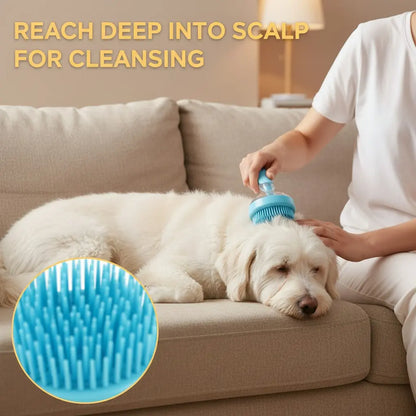 2-in-1 Pet Brush – Built-In Soap Dispenser with Soft Silicone Bristles for Dogs & Cats