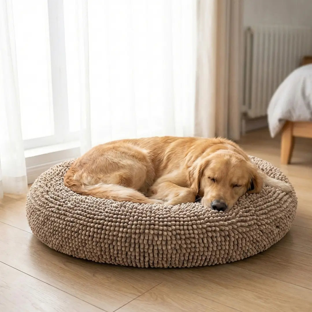 Round Chenille Pet Bed – Ultra-Soft Washable Comfort Bed for Dogs & Cats