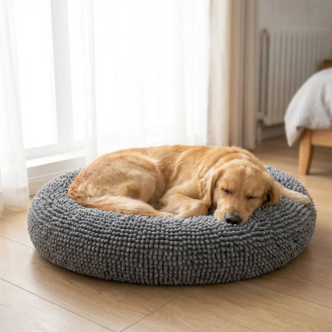 Round Chenille Pet Bed – Ultra-Soft Washable Comfort Bed for Dogs & Cats