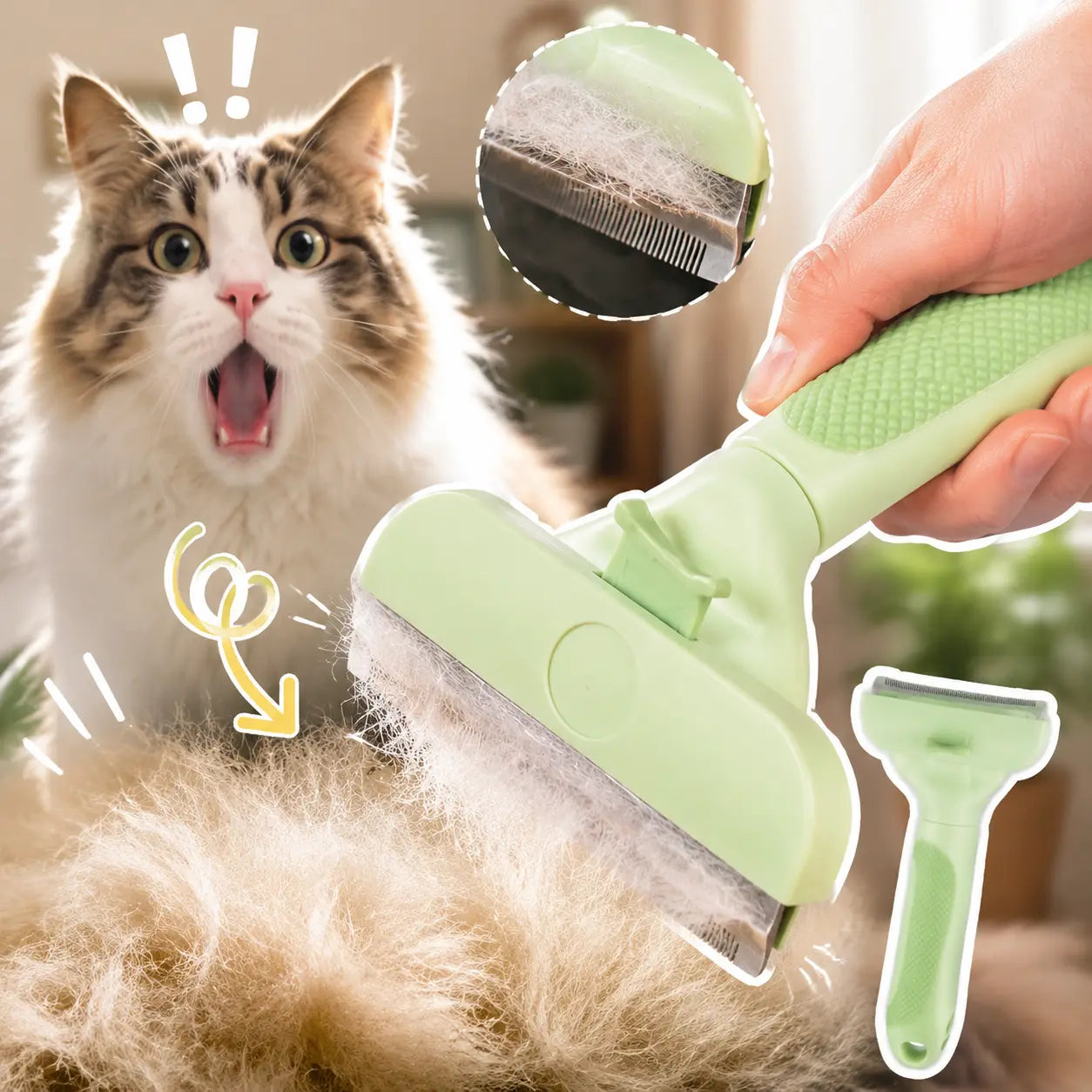 Professional Pet Deshedding Brush - Gentle Deshedding Comb for Loose Fur