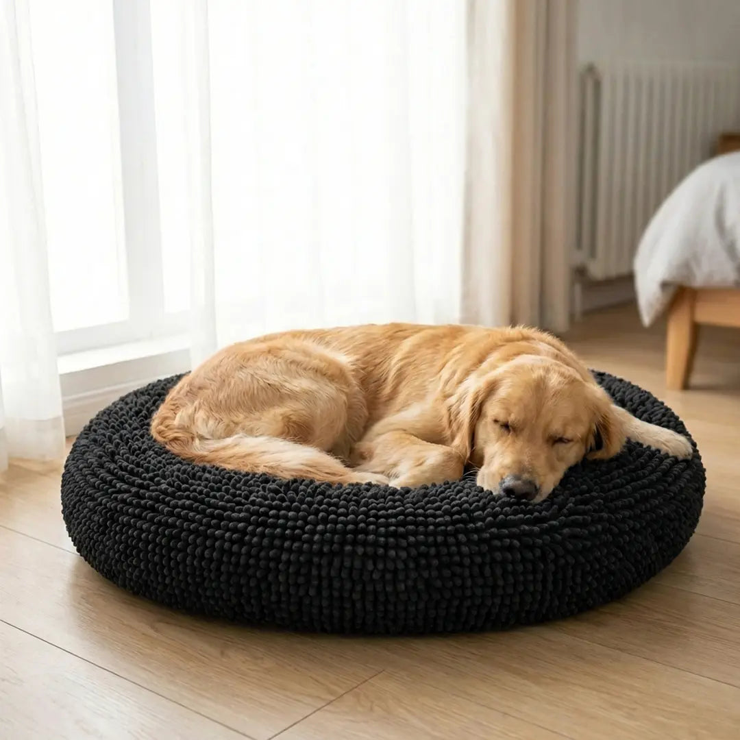 Round Chenille Pet Bed – Ultra-Soft Washable Comfort Bed for Dogs & Cats