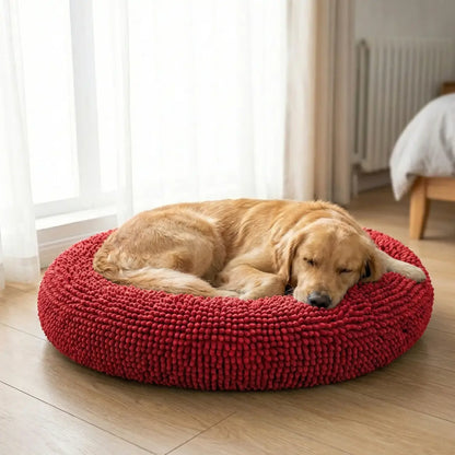 Round Chenille Pet Bed – Ultra-Soft Washable Comfort Bed for Dogs & Cats