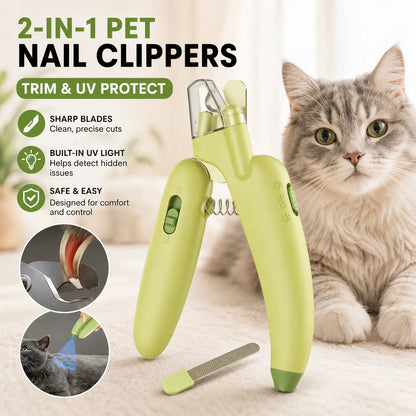 2-in-1 LED Pet Nail Trimmer & Grinder – Safe Precision Clipper for Dogs & Cats