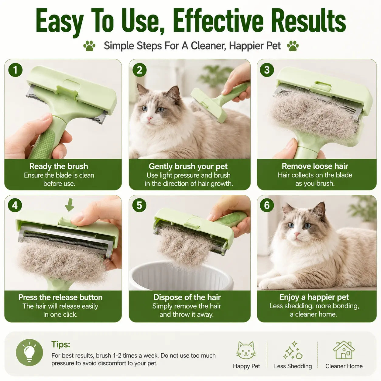 Professional Pet Deshedding Brush - Gentle Deshedding Comb for Loose Fur
