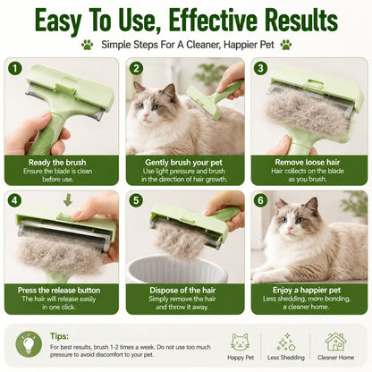 Professional Pet Deshedding Brush - Gentle Deshedding Comb for Loose Fur