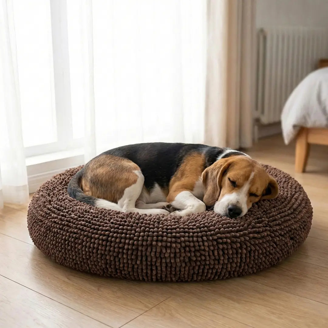 Round Chenille Pet Bed – Ultra-Soft Washable Comfort Bed for Dogs & Cats