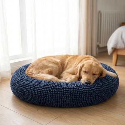 Round Chenille Pet Bed – Ultra-Soft Washable Comfort Bed for Dogs & Cats